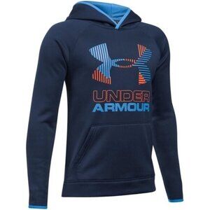 Boy Under Armor Fleece Big Logo Hoodie Sweatshirt Pullover Youth XL Blue 1308377